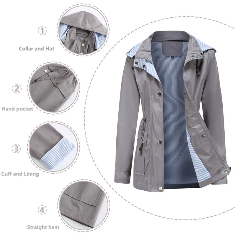 Detachable Hat Windbreaker for Plus Size Women - Image 5