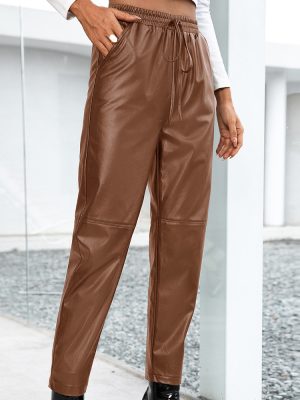 Elastic Motorcycle Faux Leather Pants