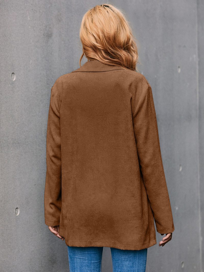 Corduroy Single-Breasted Small Blazer Trench Coat - Image 2