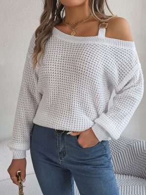 Cold-Shoulder Lantern Sleeve Sweater