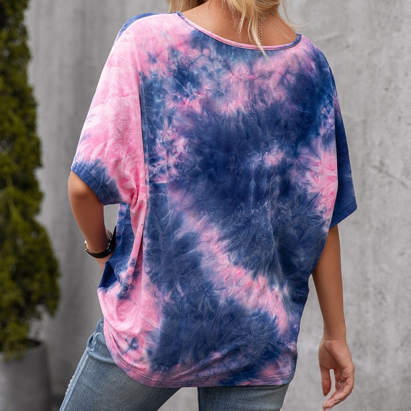 Casual Tie-Dyed Loose Short Sleeve T-shirt for Women - Image 3