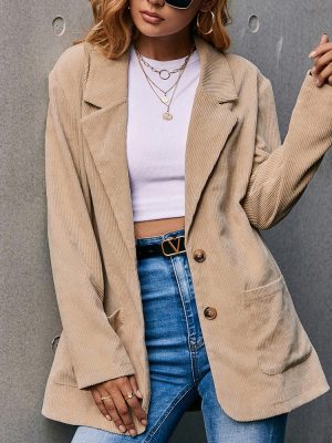 Corduroy Single-Breasted Small Blazer Trench Coat