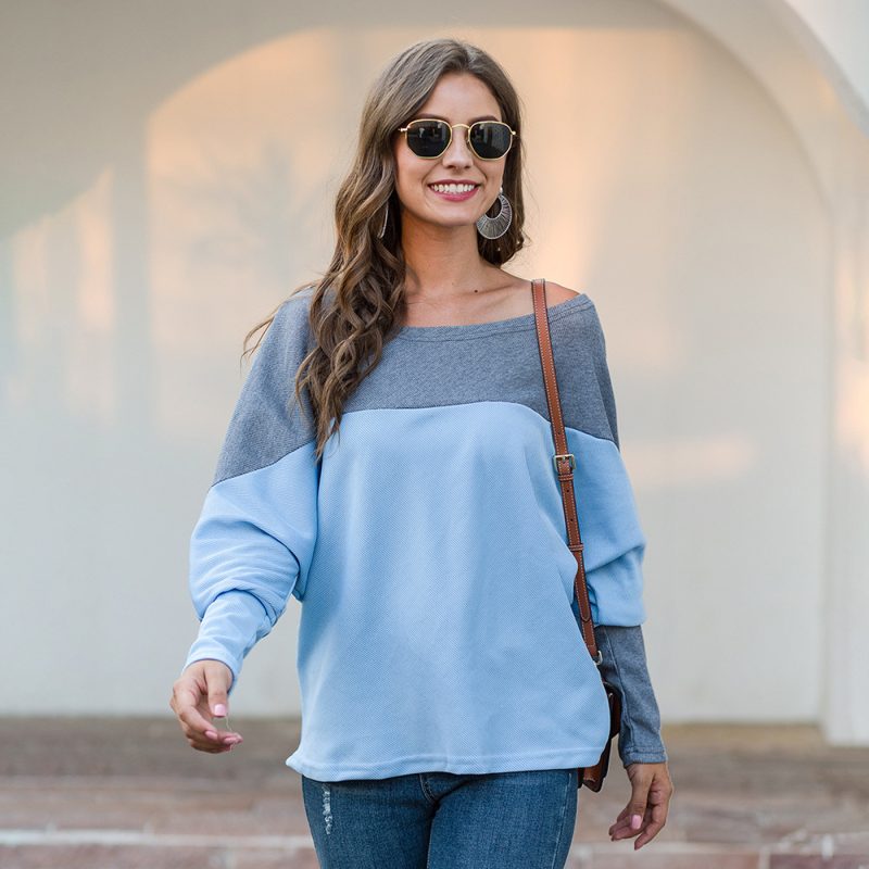 Off-Shoulder Loose Long-Sleeved Top - Image 7