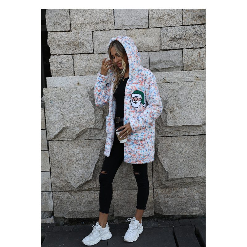 Hooded Snowflake Plush Christmas Jacket - Image 3