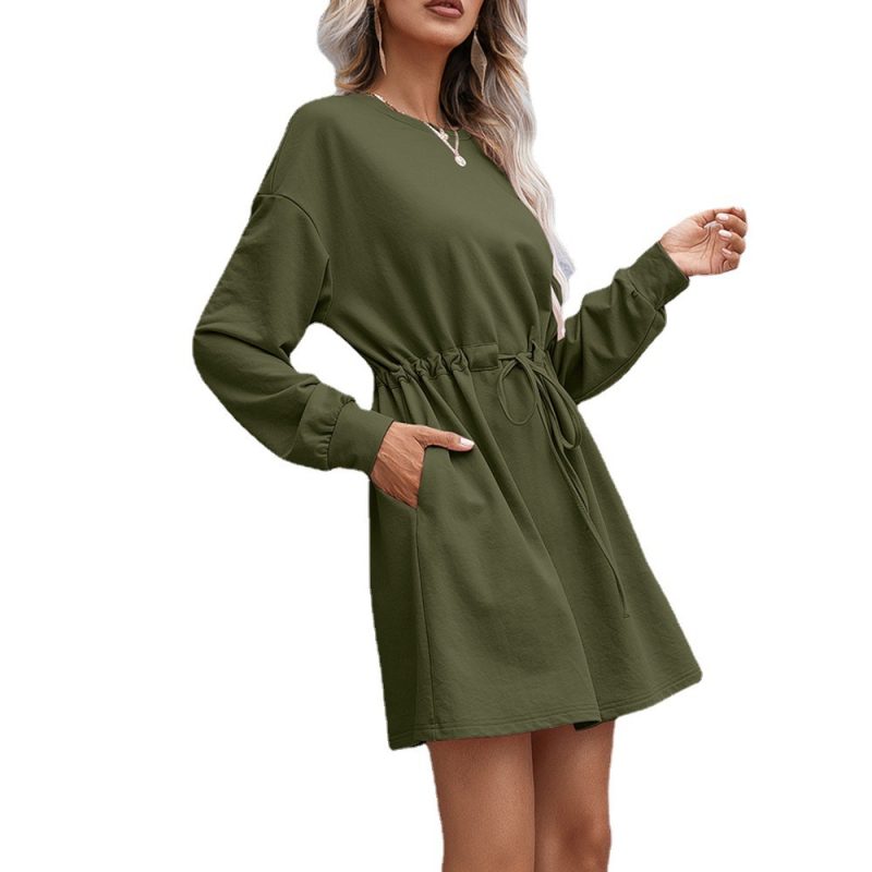 Autumn Winter Women Clothing Crew Neck Long Sleeve Loose Dress Women - Image 4
