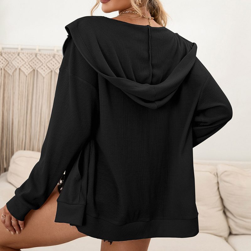 Hooded Zipper Sweater Cardigan - Image 3