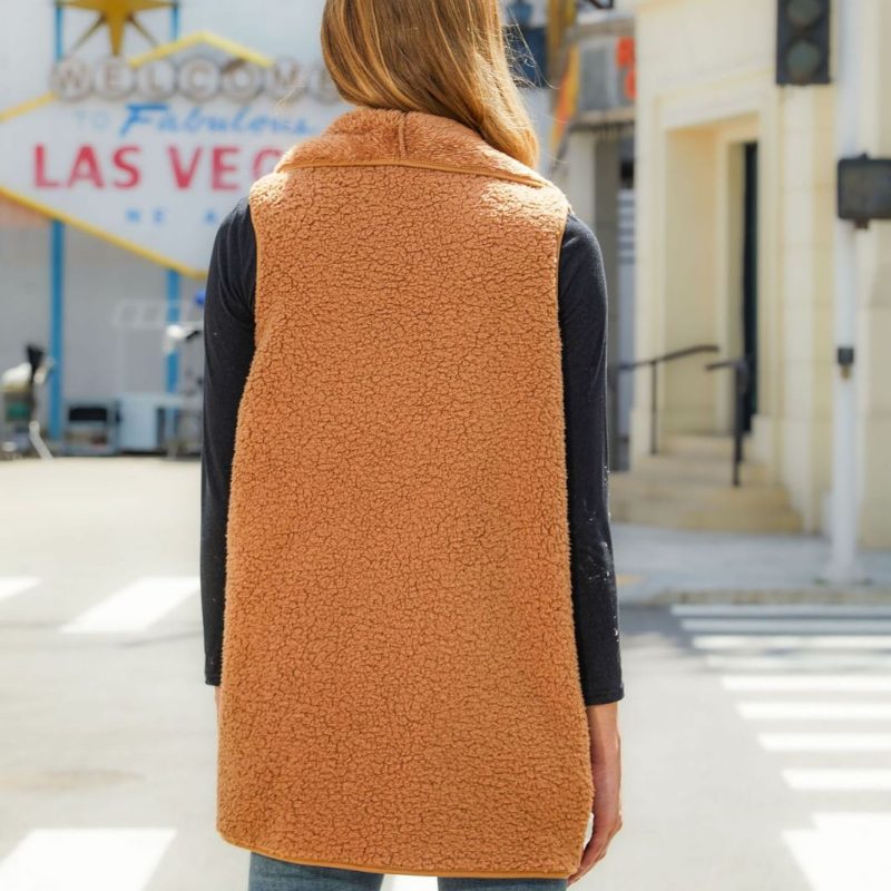 All-Match Plush Stitching Sleeveless Cardigan - Image 2