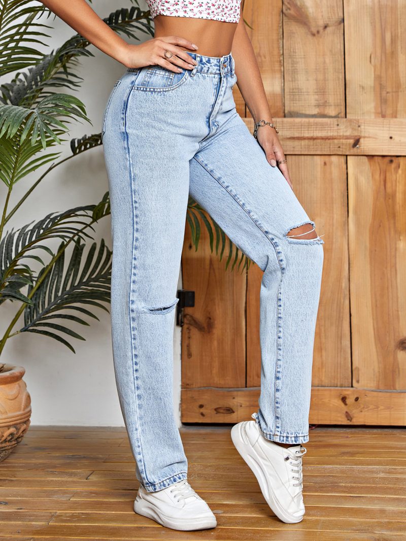 Casual All-Match Ripped Straight Jeans - Image 4