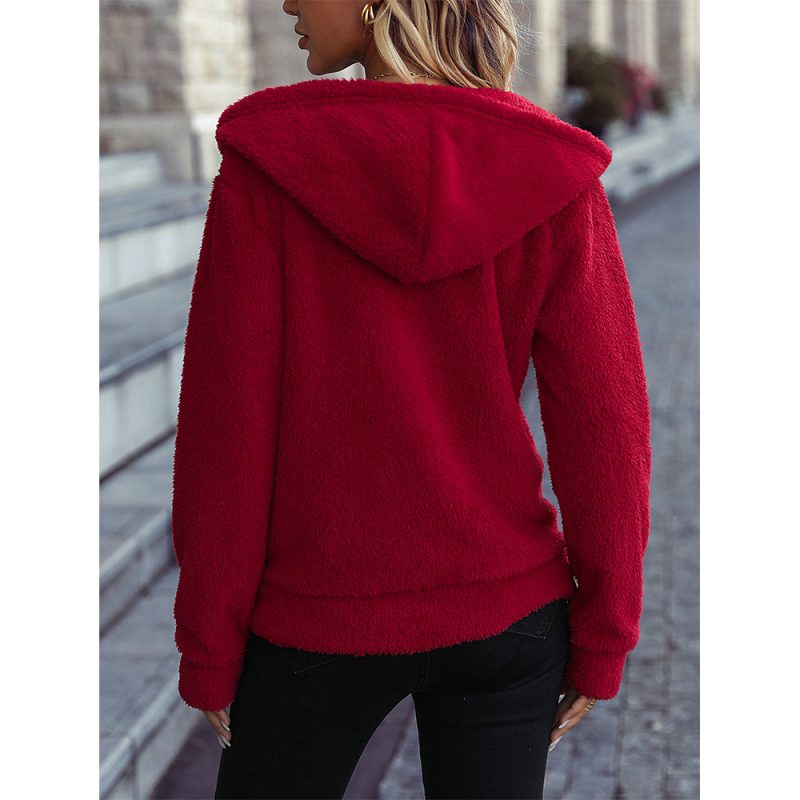 Hooded Zipper Loose Plush Christmas Jacket - Image 4