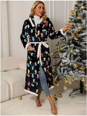 Christmas Nightgown Hooded Flannel Set