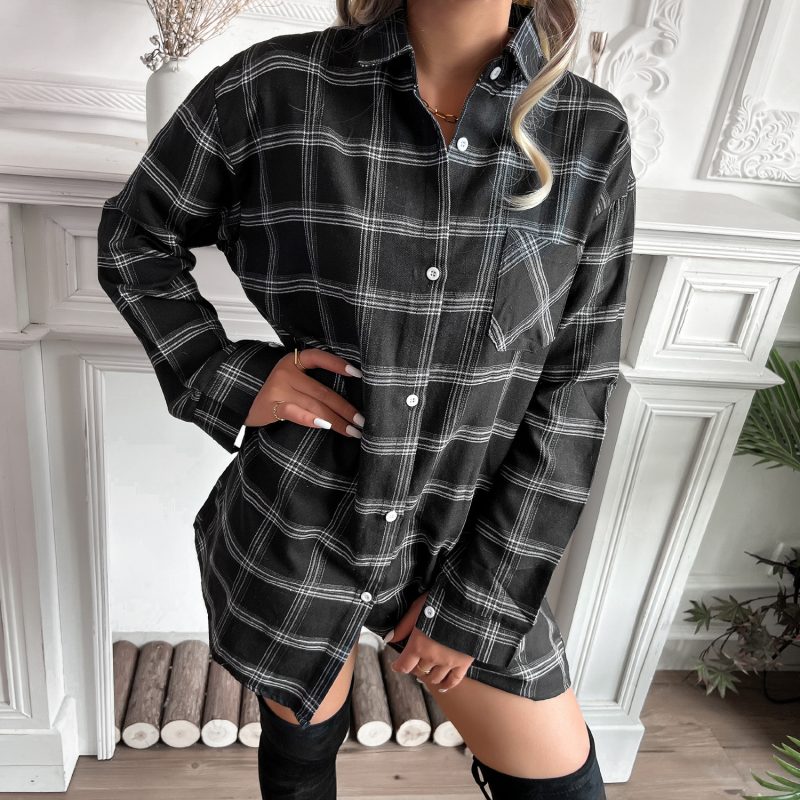 Collared Shirt Dress with Coat Styling for Women - Image 5