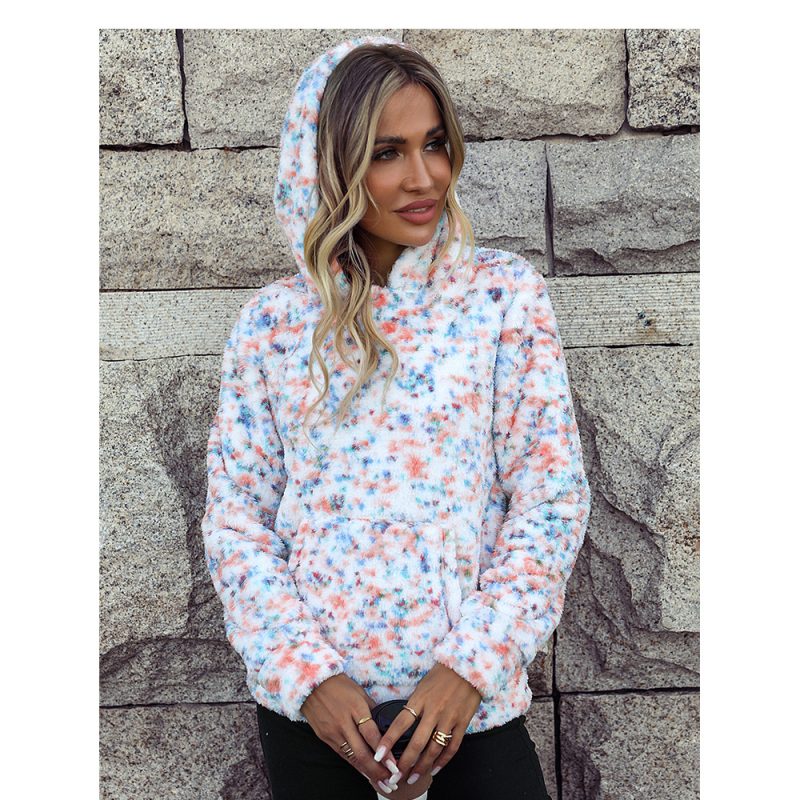 Hooded Snowflake Polka Dot Plush Sweater - Image 3