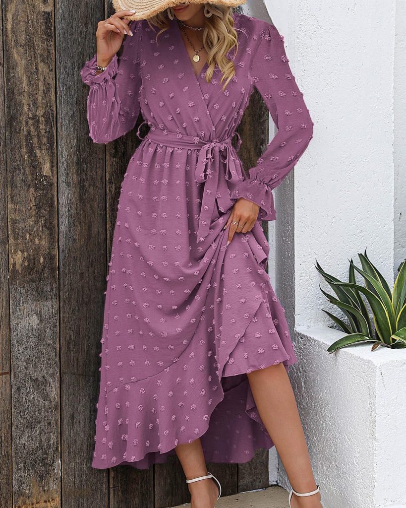 Swiss Polka Dot Long Sleeve Dress for Women in Autumn - Image 4