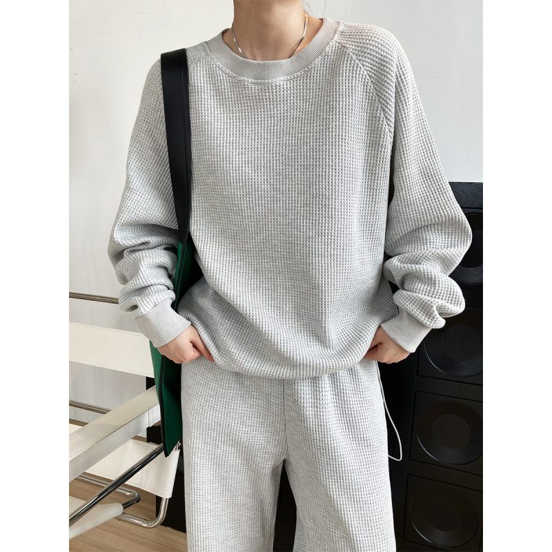 Korean-Style Waffle Sweater Set - Image 2