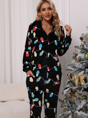 Round Neck Thermal Christmas Jumpsuit