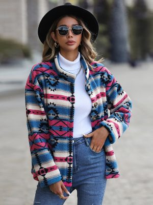 Geometric Abstract Velvet Coat