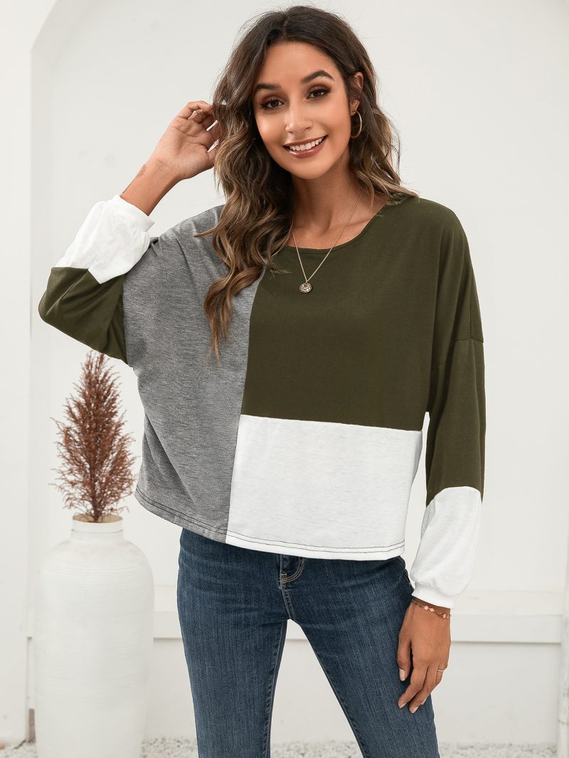Casual Multicolor Long Sleeve T-Shirt with Round Neck - Image 5