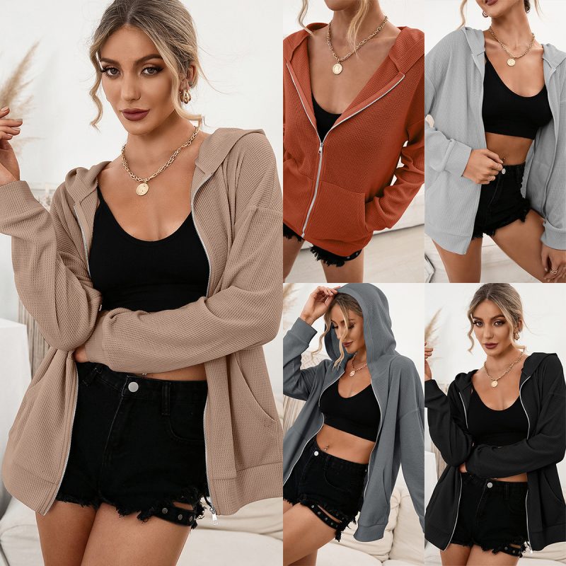 Hooded Zipper Sweater Cardigan - Image 4