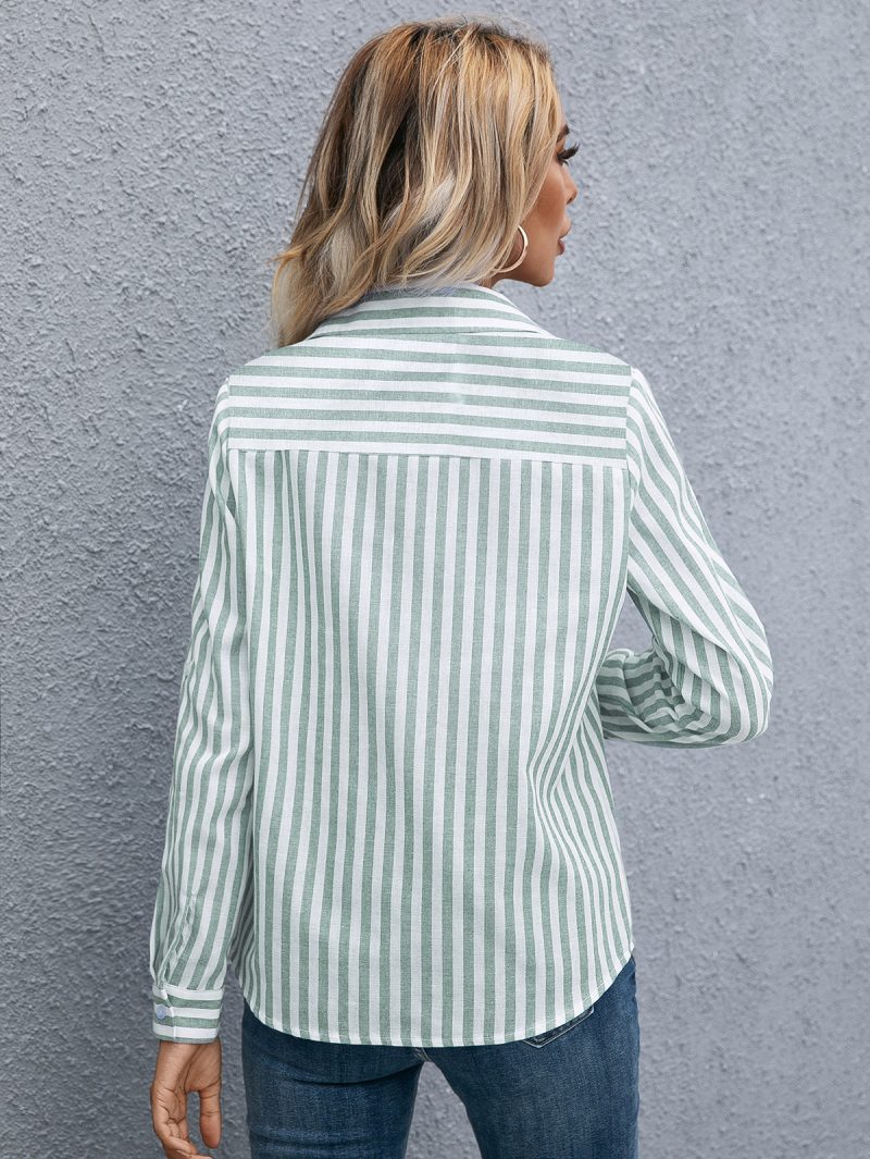 Vertical Striped Slimming Shirt for Women - Image 4