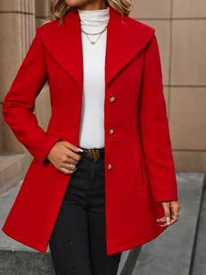 Winter Collared Woolen Coat for Women