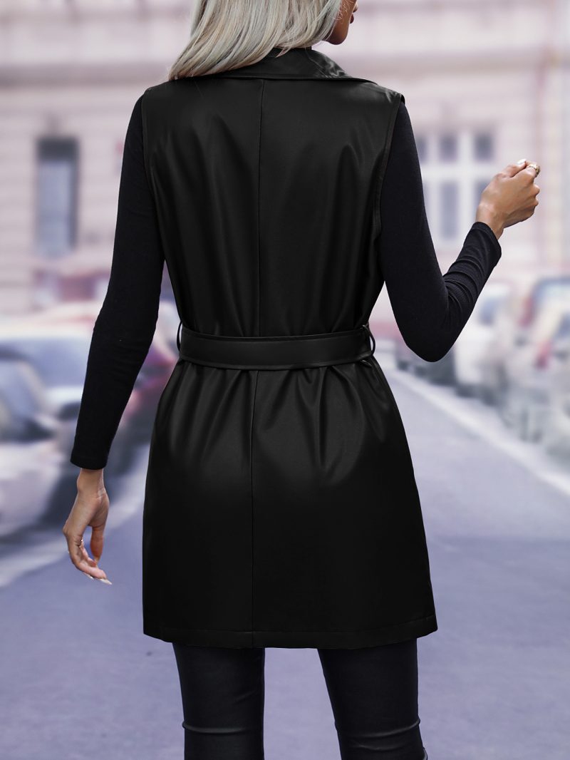Lace-Up Leather Vest Jacket for Women - Image 4