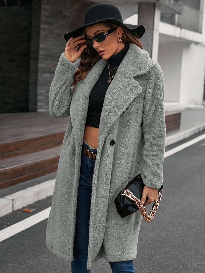Office Plush Mid-Length Trench Coat - Image 3