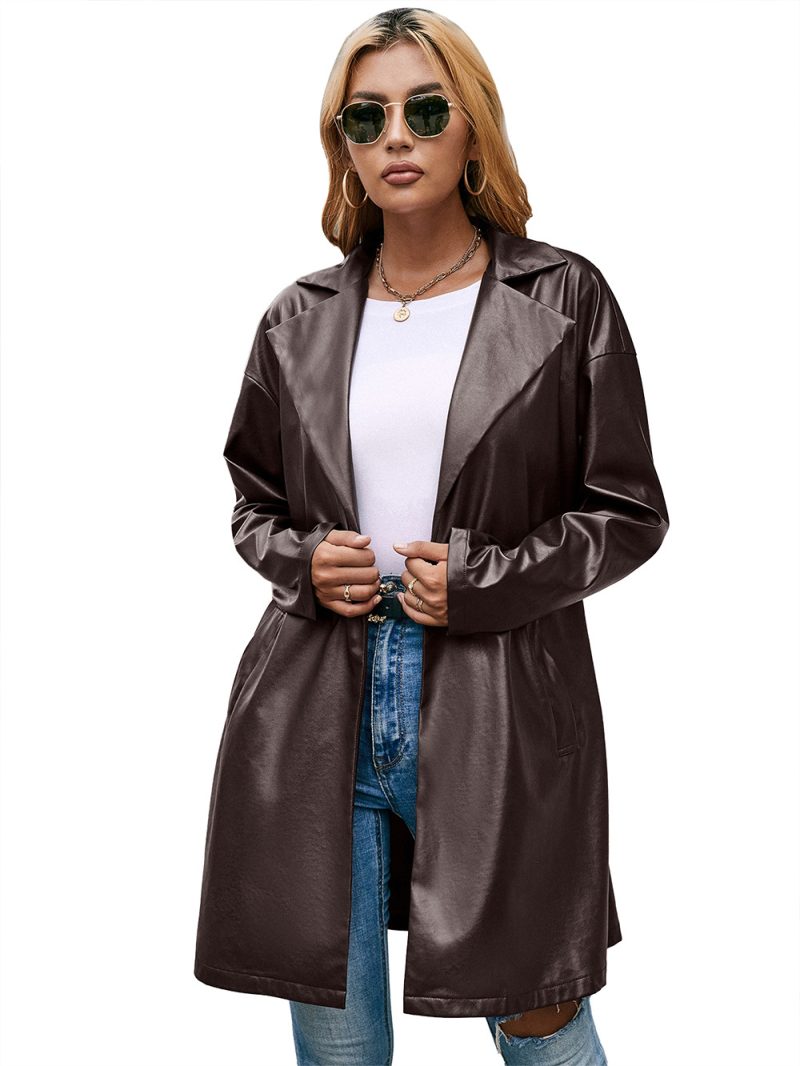 Faux Leather Blazer Slim Fit Coat - Image 7