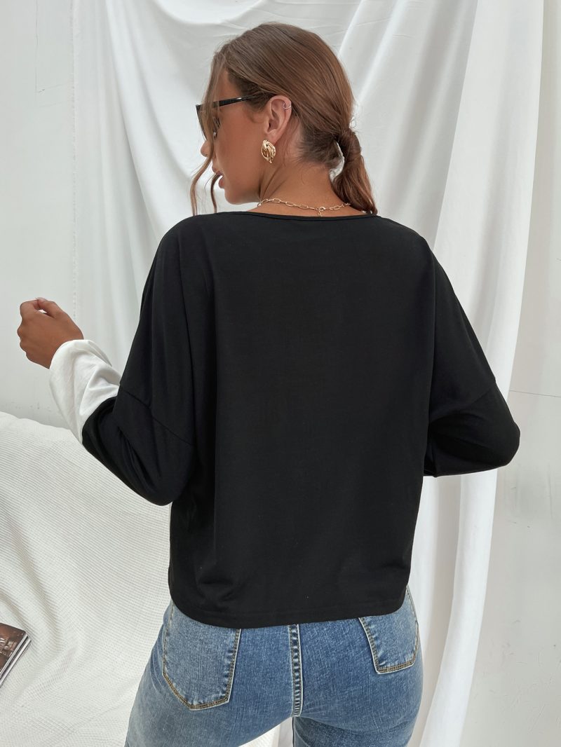 Casual Multicolor Long Sleeve T-Shirt with Round Neck - Image 7