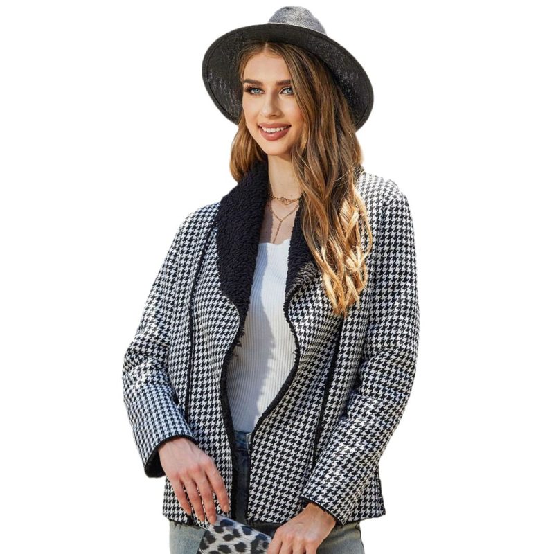 Houndstooth Composite Plush Coat - Image 5