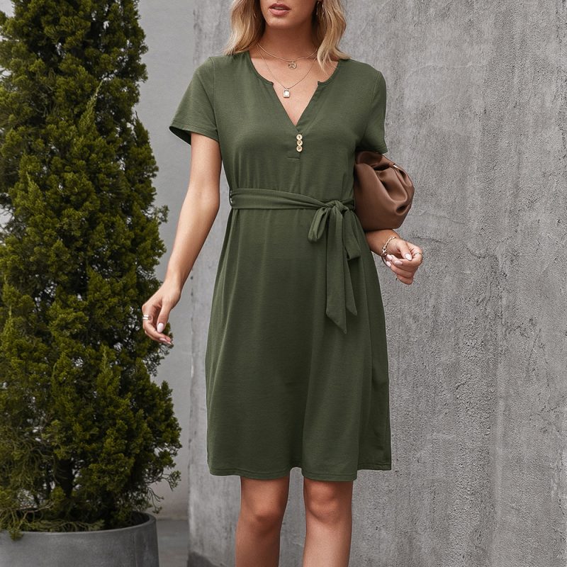 Elegant V-Neck Waist Control Casual Dress - Image 2