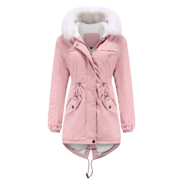 Plus Size Mid-Length Parka with Fleece Lining and Fur Collar - Image 4