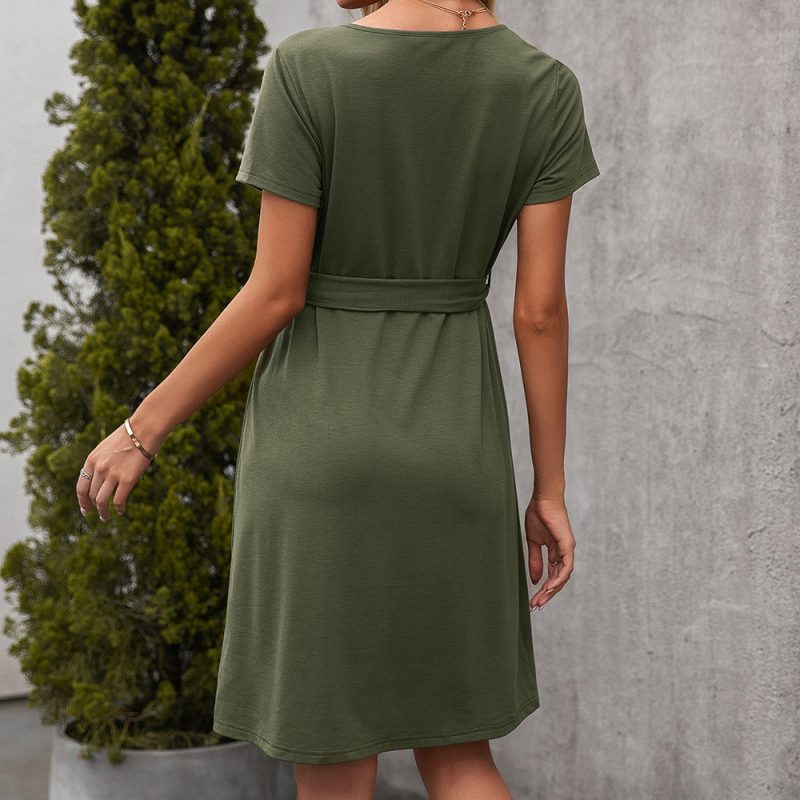 Elegant V-Neck Waist Control Casual Dress - Image 3
