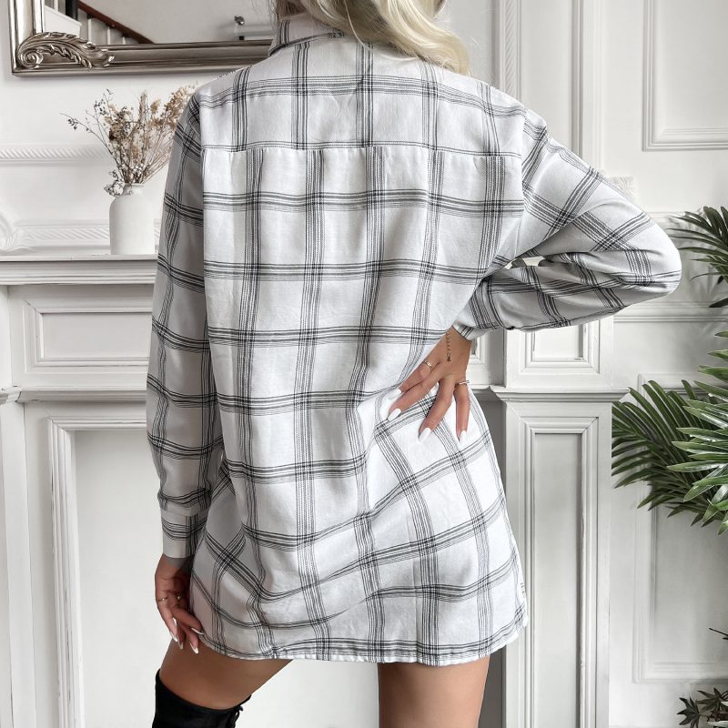 Collared Shirt Dress with Coat Styling for Women - Image 3