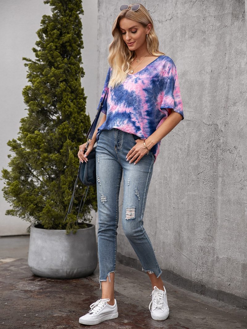 Casual Tie-Dyed Loose Short Sleeve T-shirt for Women - Image 7
