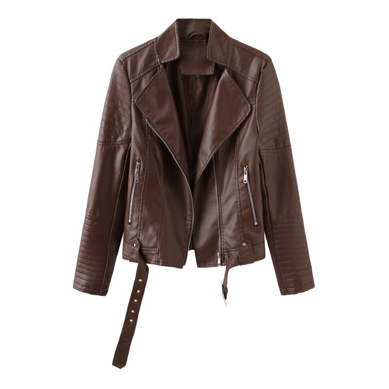 Belted Hipster Leather Jacket for Spring/Autumn - Image 6