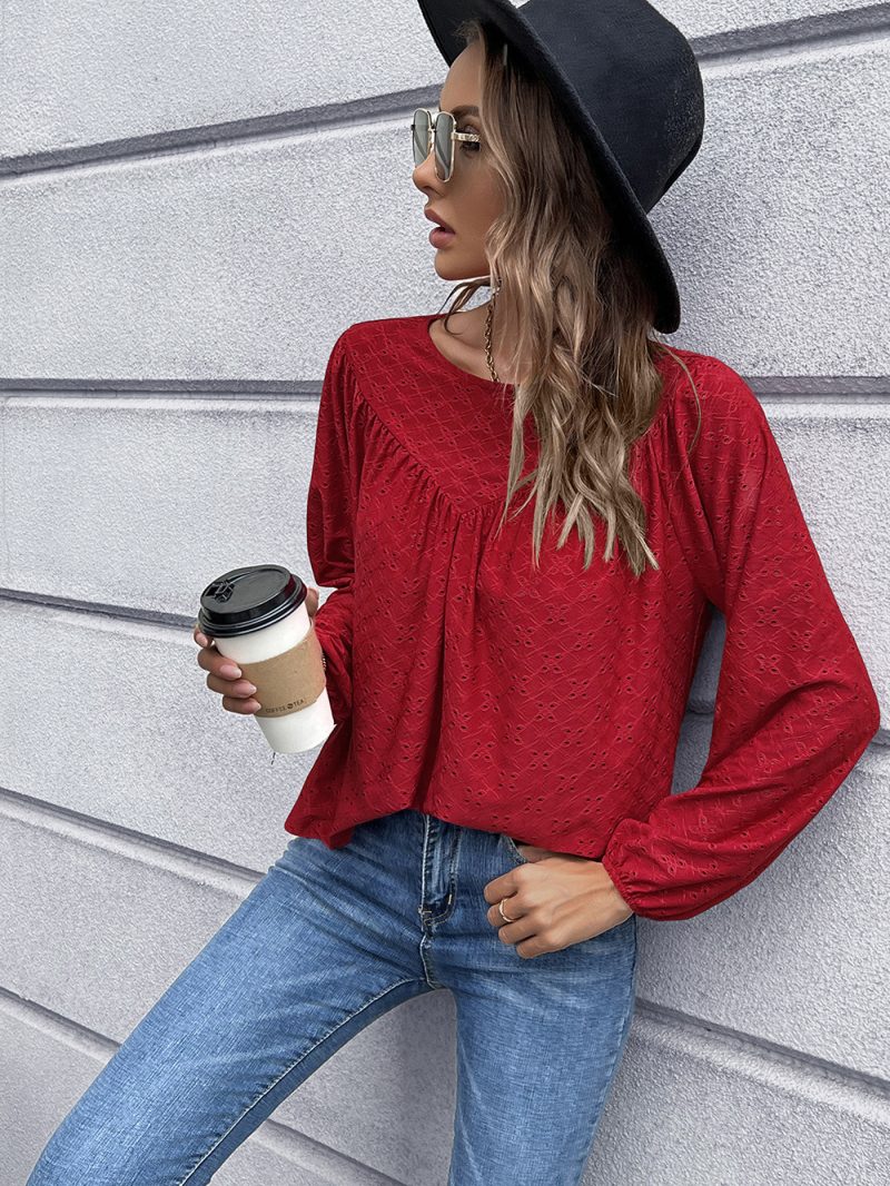Solid Color Pleated Doll Shirt - Image 5