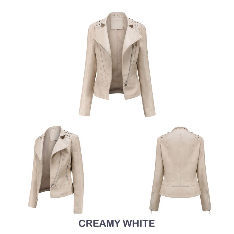 Rivet-Adorned Leather Jacket for Women - Image 6