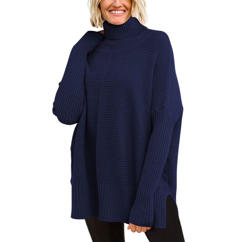 High Collar Long Batwing Sleeve Sweater for Women in Autumn/Winter - Image 5