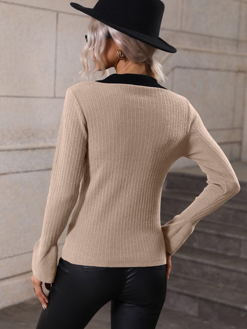 Autumn Winter Bell Sleeve Collared Pullover Sweater | Women - Image 5