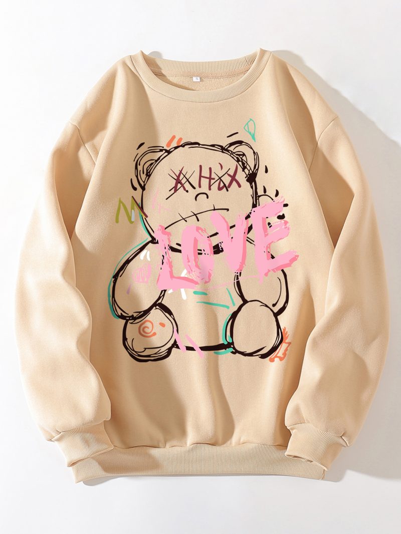 Skin Color Fleece Cartoon Pullover - Image 3