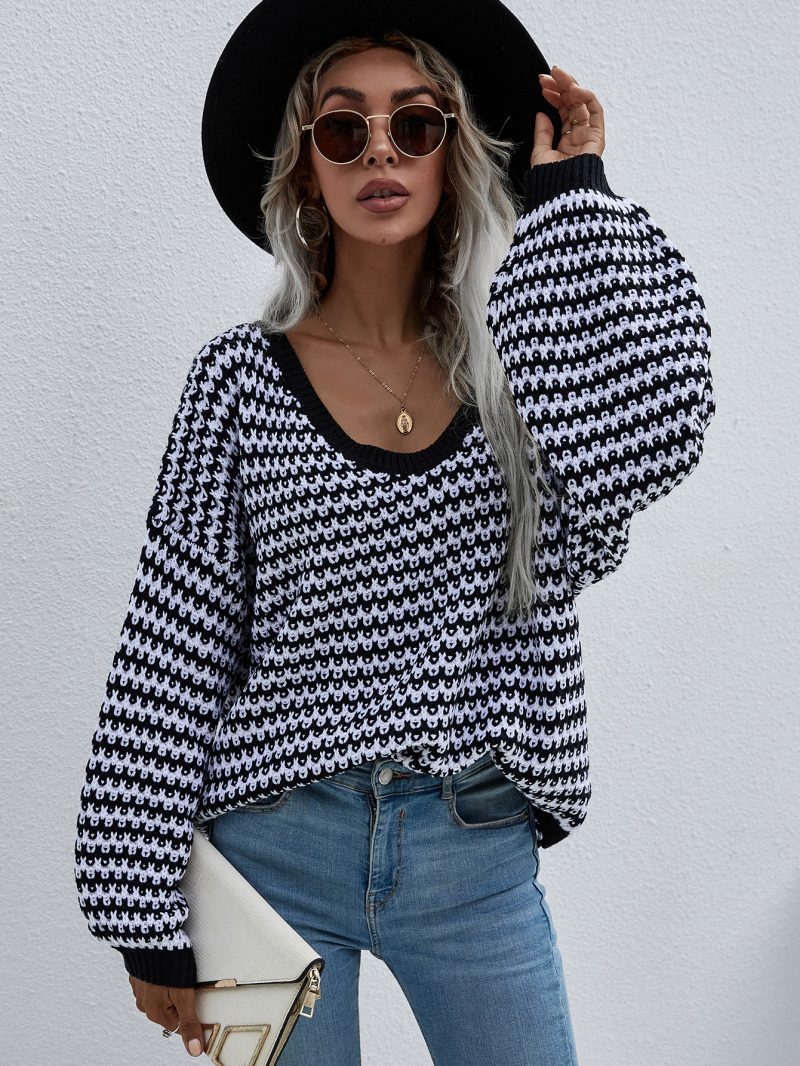 Plus Size V-Neck Stripe Sweater - Image 10
