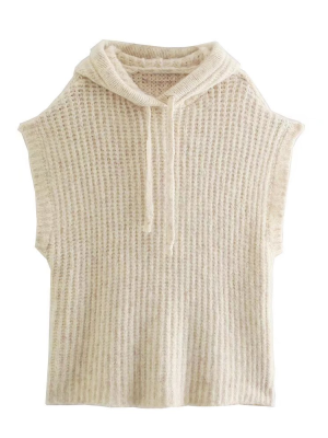 Hooded Knitted Vest – Autumn Sleeveless Fashion