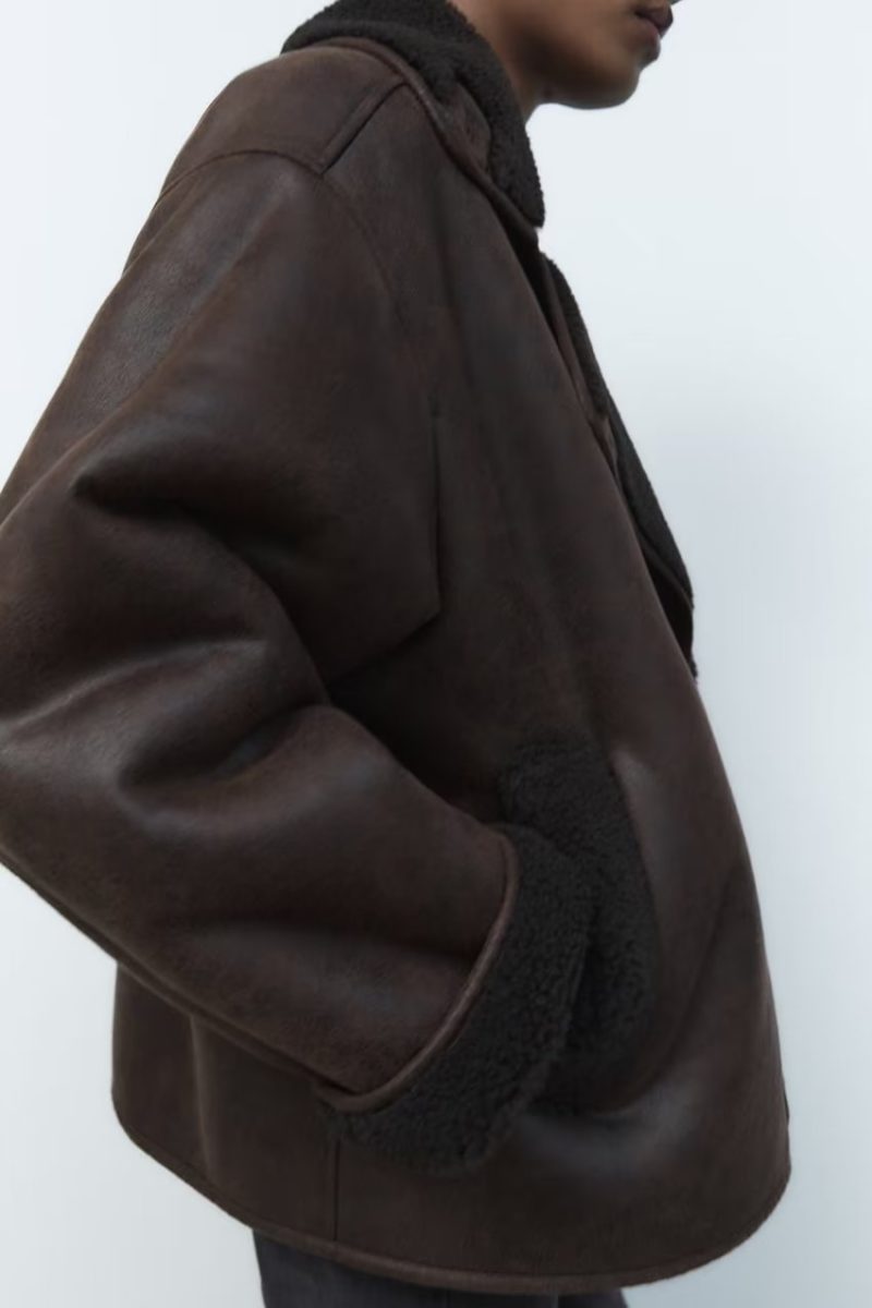 Retro Faux Shearling Jacket - Autumn Elegance - Image 2