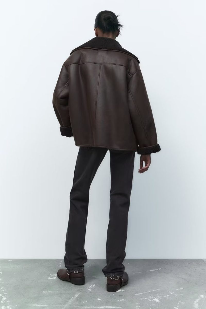 Retro Faux Shearling Jacket - Autumn Elegance - Image 3