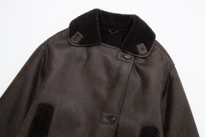 Retro Faux Shearling Jacket - Autumn Elegance - Image 4