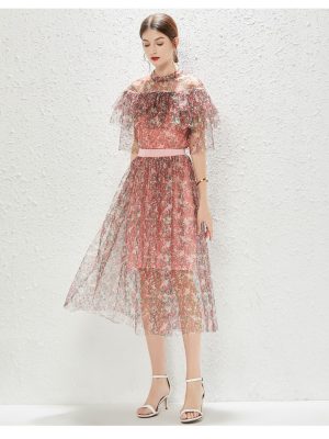 French Ruffle Floral Two-Piece Dress