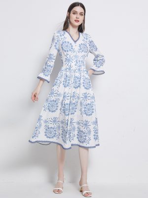 Elegant V-Neck Sleeve A-Line Dress