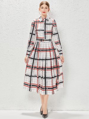 High-Grade Waist Plaid Dress