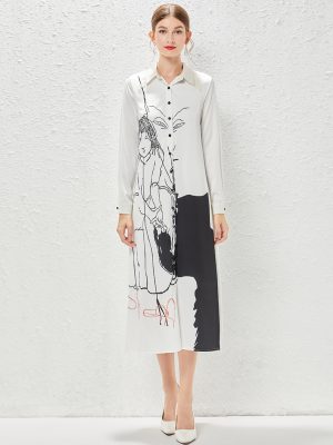 Fashion Stars Printed Lapel Dress