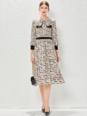 Pleated Socialite Printed Dress